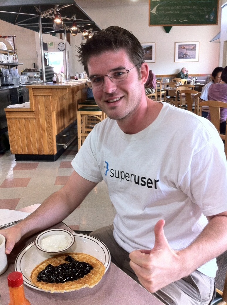 Me eating waffles with Jeff Atwood