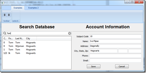 Search box in database